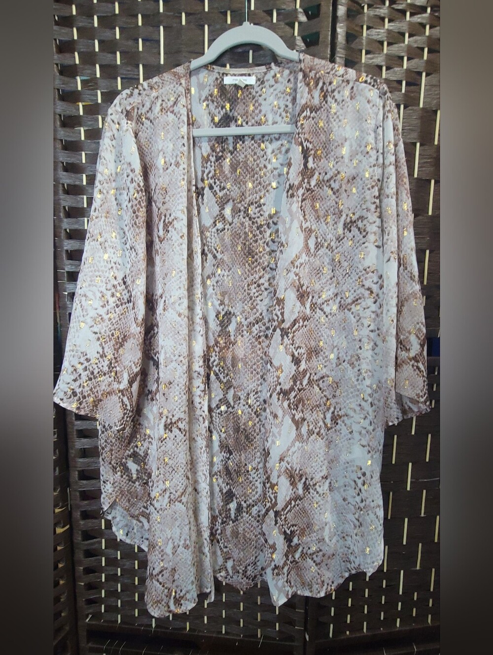 Maurices Snake Print Open-Front Kimono - Gold Accent